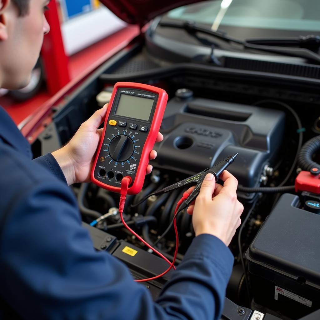 Charlotte Mechanic Checking Car Battery