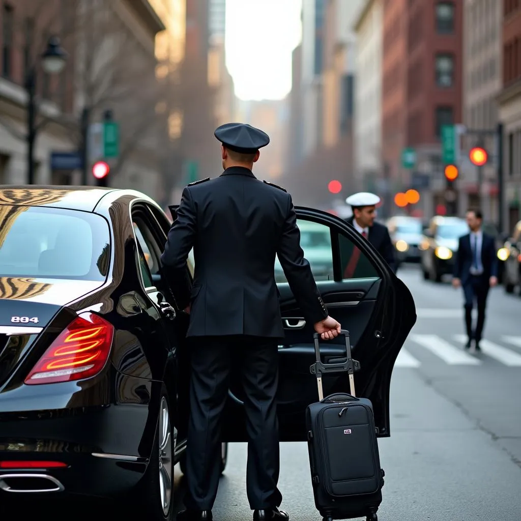 Chauffeur Assisting Passenger in NYC