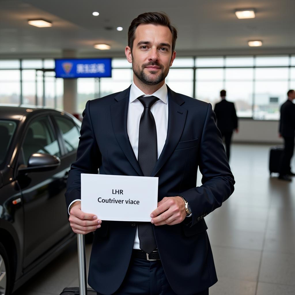 Chauffeur Greeting Passenger at LHR