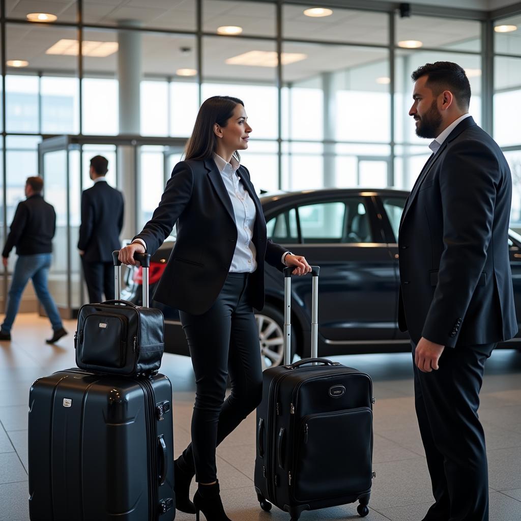 Chauffeur Assisting Passenger with Luggage