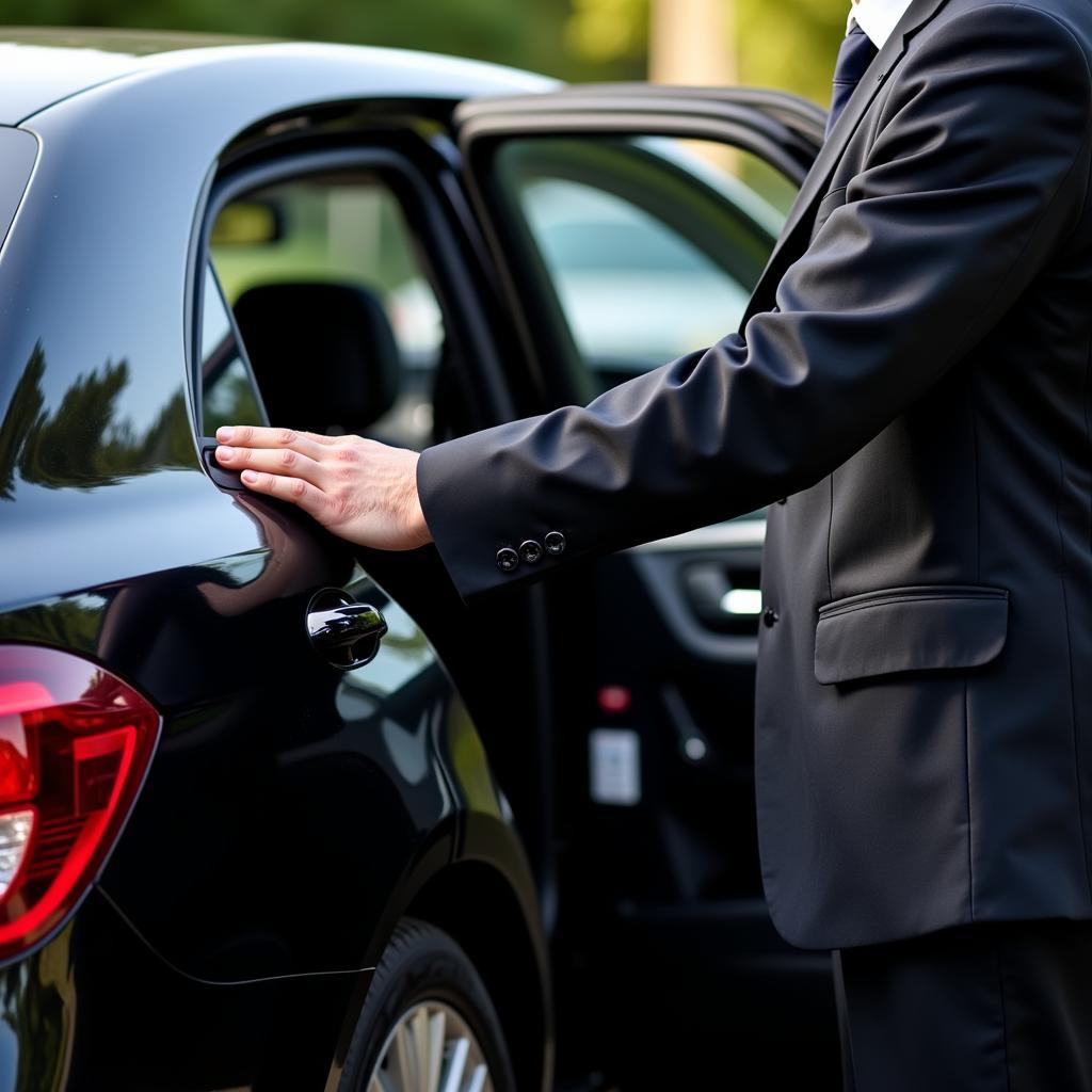 Chauffeur opening car door in Santa Monica