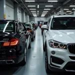 Cars lined up for service