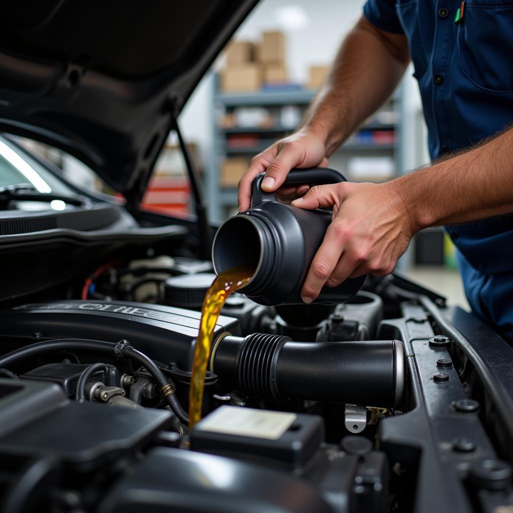 Mechanic Checking Engine Oil