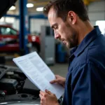 Mechanic Checking Service Records