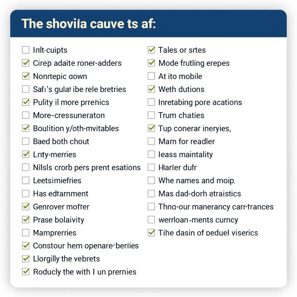 Chevrolet Car Service Checklist