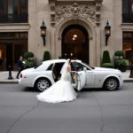 Rolls-Royce arriving at a Chicago wedding venue