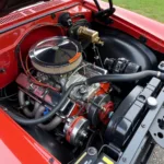 Classic Car Engine Bay Showing Complex Components