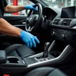 Mechanic Inspecting a Clean Car Interior