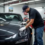 Clear bra installation process on a car