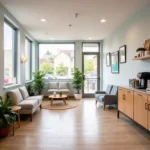 Modern and inviting waiting area in an auto shop