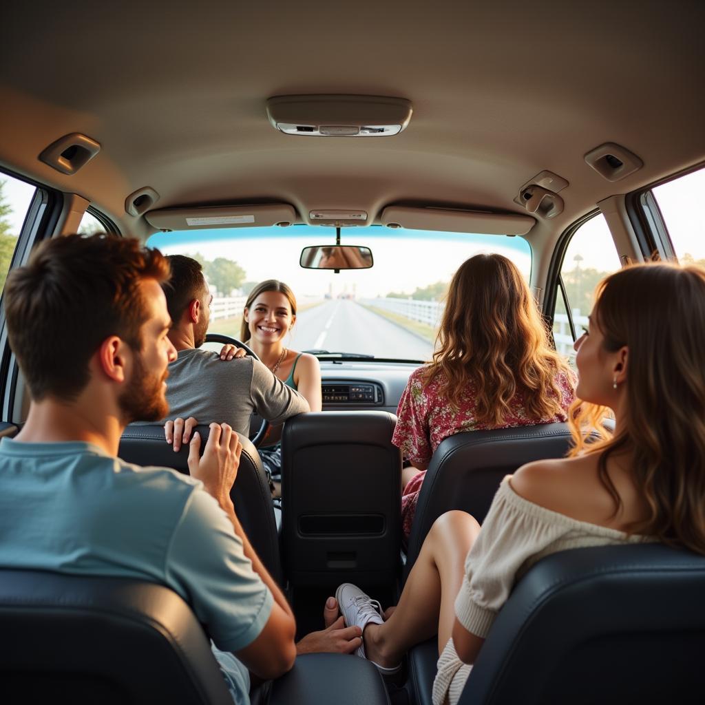 Passengers Enjoying a Comfortable Taxi Ride