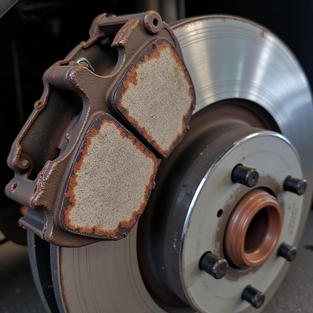 Worn Out Brake Pads Indicating Need for Car Service