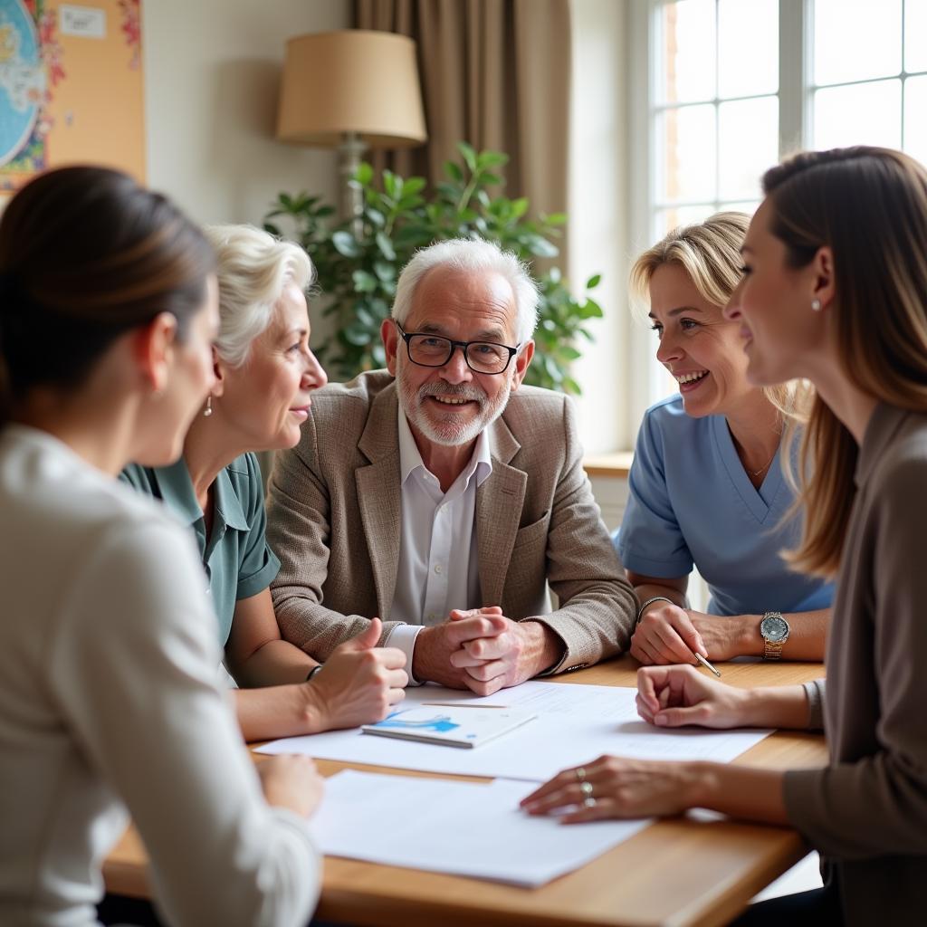 Family meeting with long-term care staff