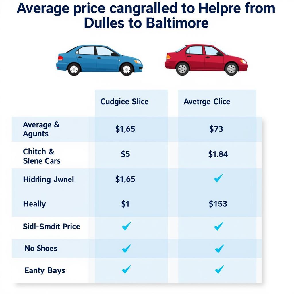 Comparing car service prices between Dulles and Baltimore