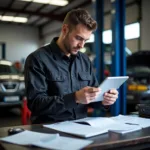 Mechanic comparing car service quotes