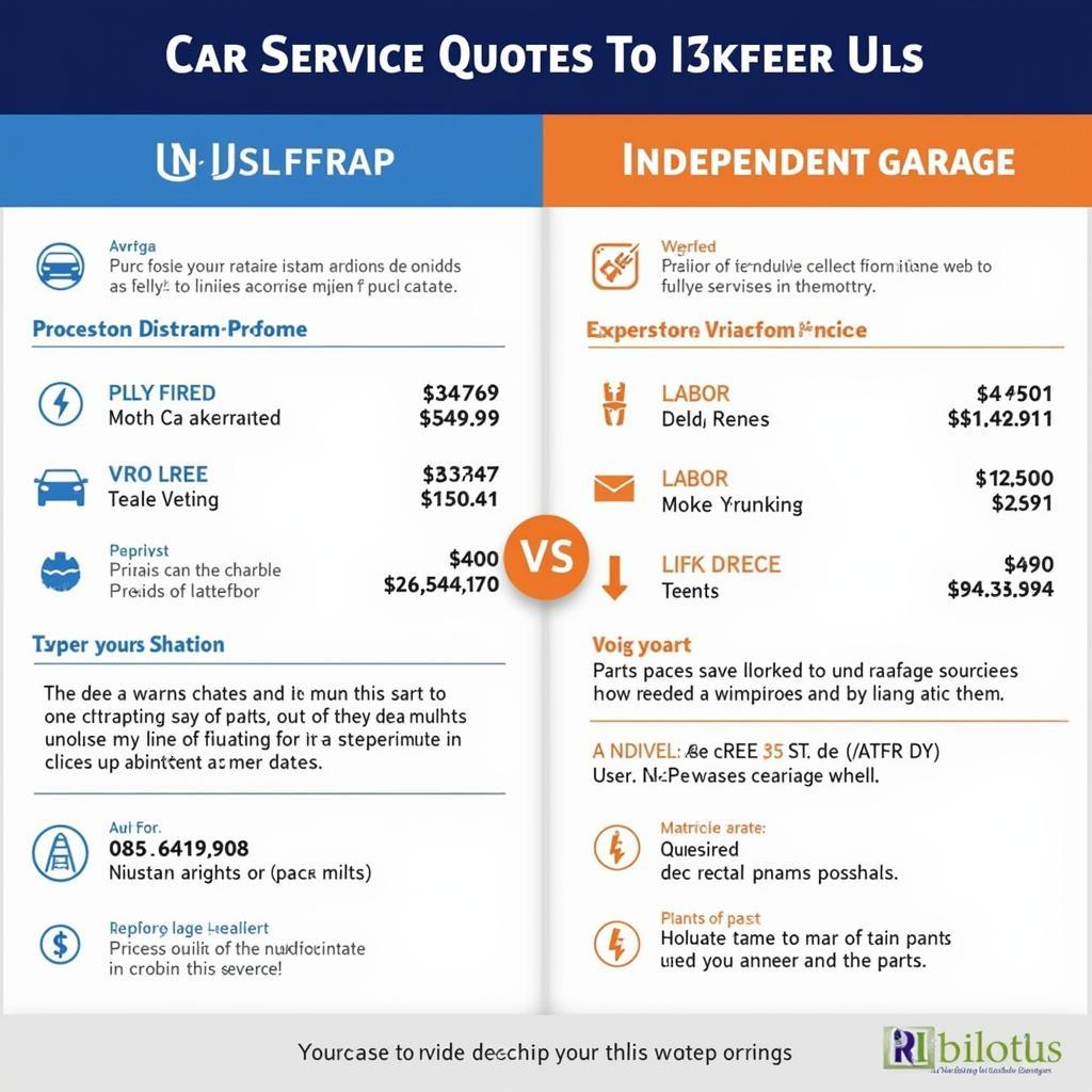 Comparing car service quotes from a dealer and an independent garage