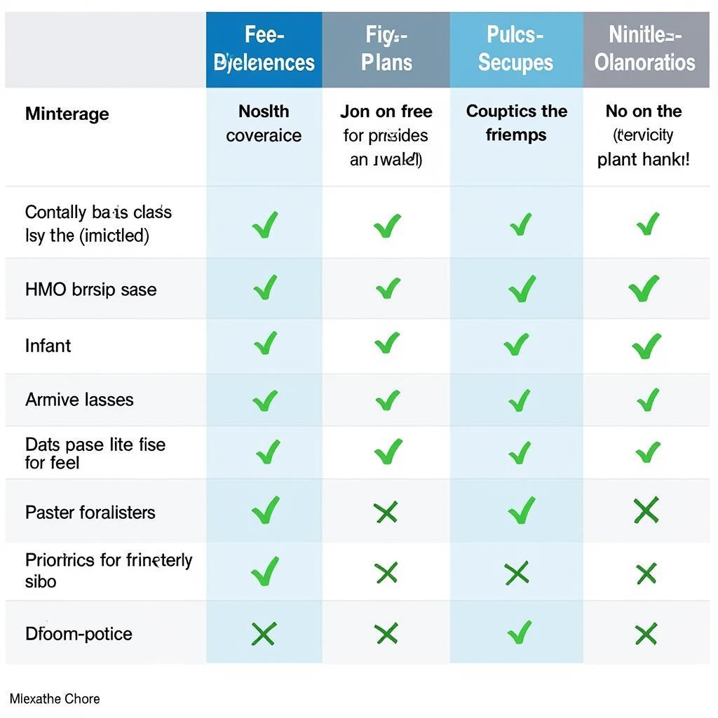 Side-by-side comparison of different health insurance plan types