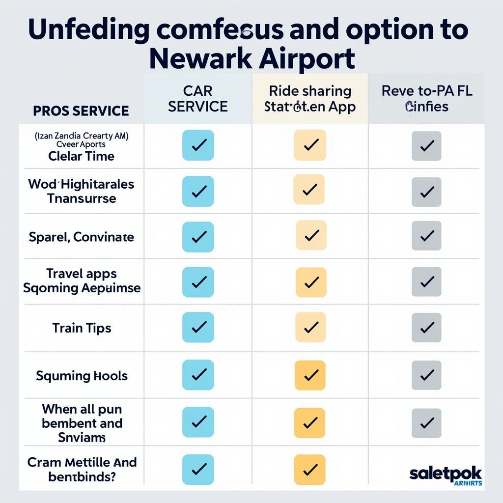 Comparison of transportation options to Newark Airport: Car service vs. Ride-sharing vs. Train.