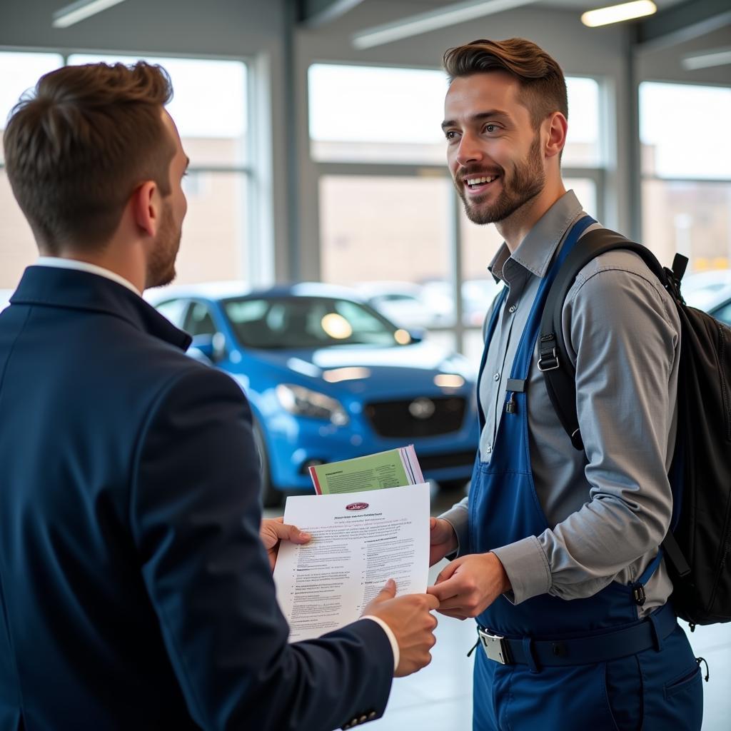 New Car Owner Receiving a Complimentary Service