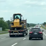 Construction Equipment Being Transported with Pilot Car