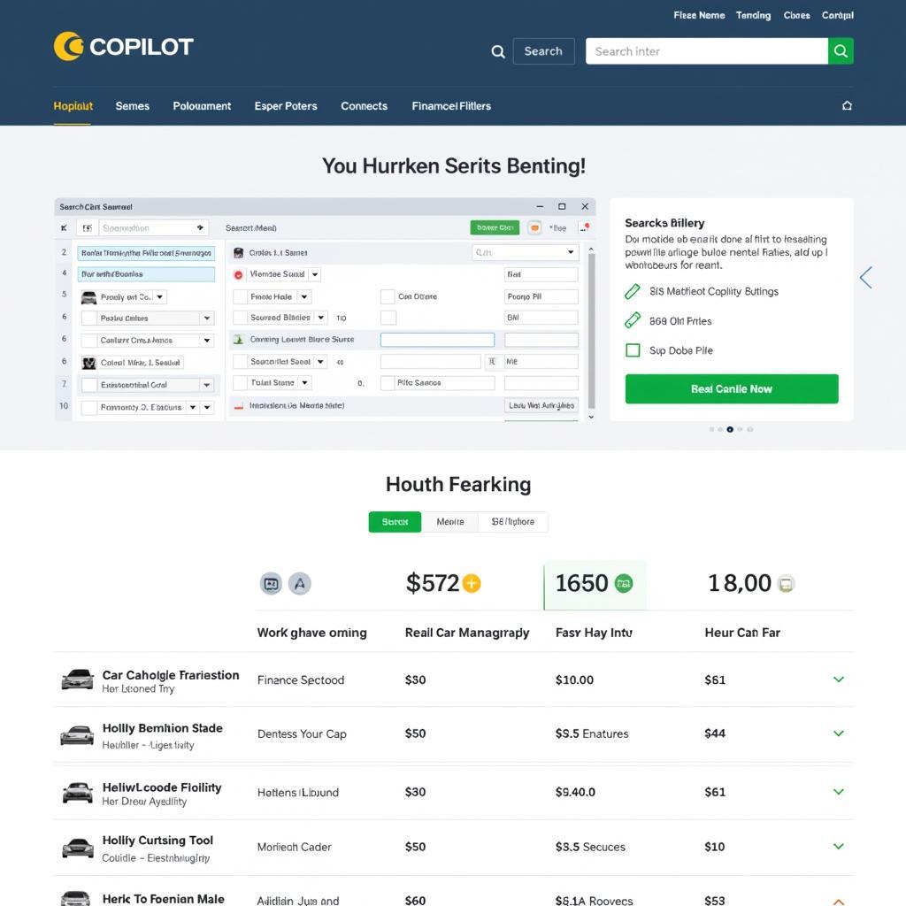 Copilot Car Buying Website Interface