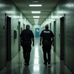 Correctional Officers Patrolling Prison Facility