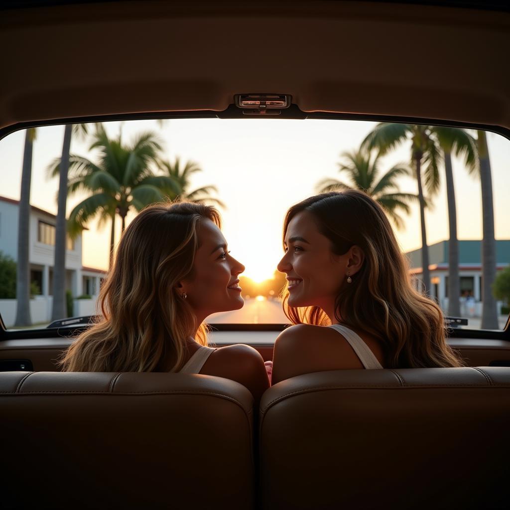 Couple enjoying a luxurious airport car service ride in Boca Raton