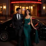 Couple Enjoying Car Service After Theatre in NYC