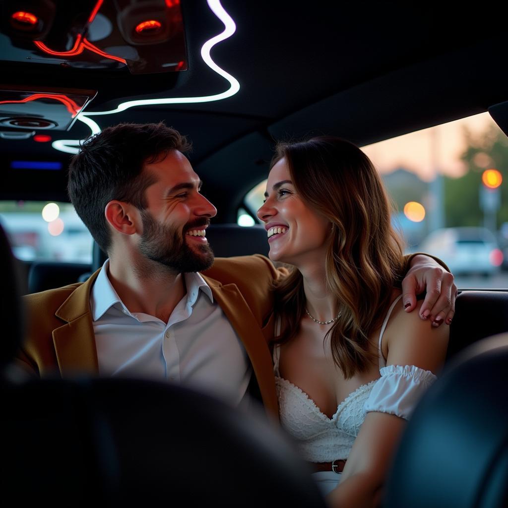 Couple Enjoying Limo Ride