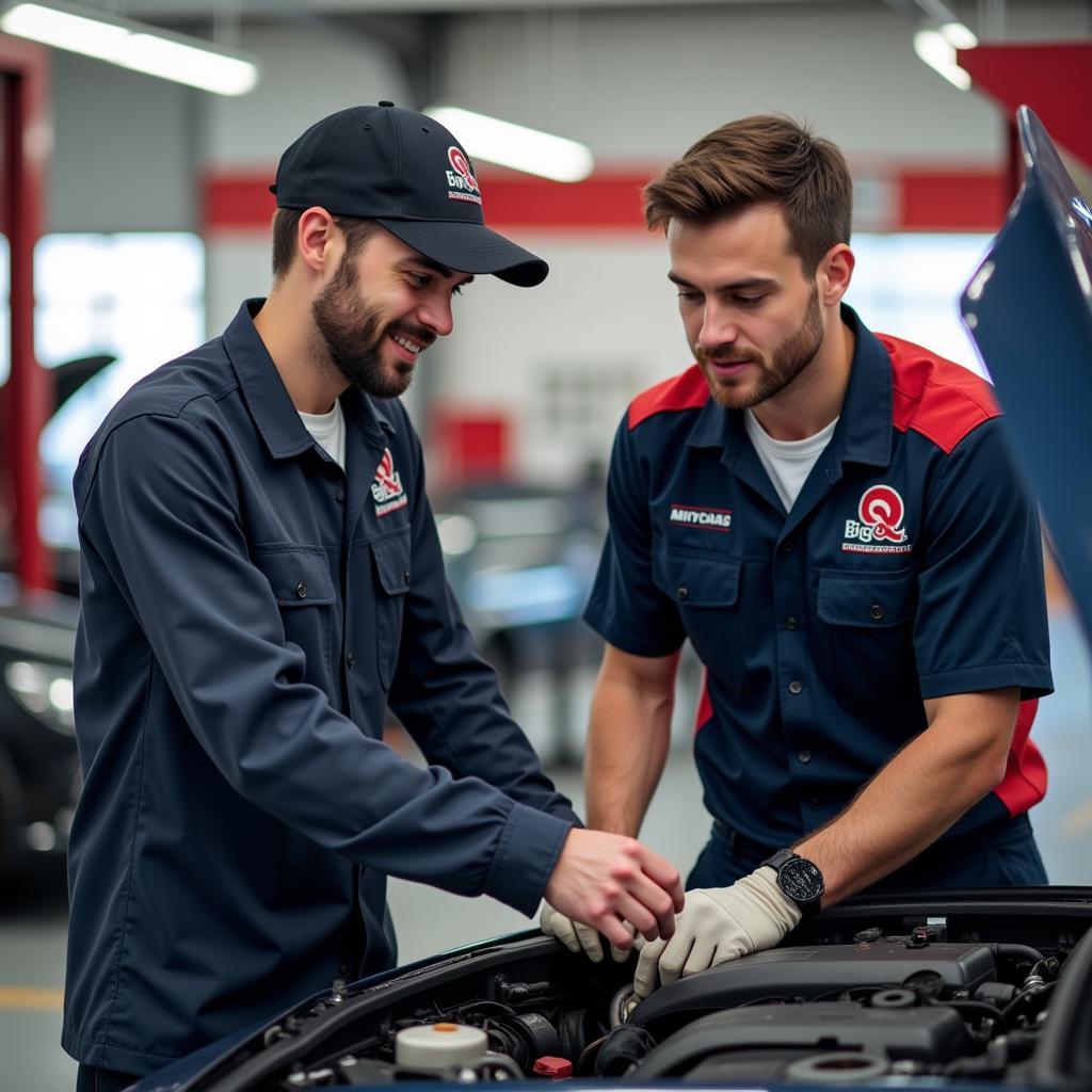 Customer discussing car service in Queens