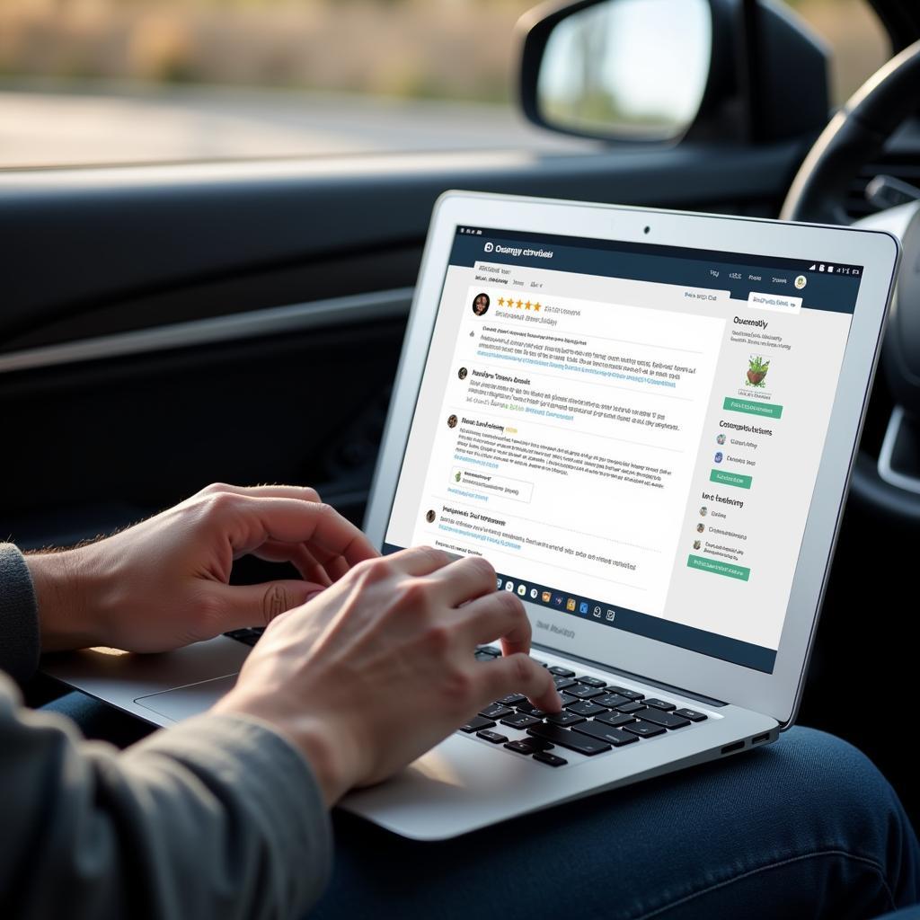 Customer Submitting Positive Online Review for Car Service
