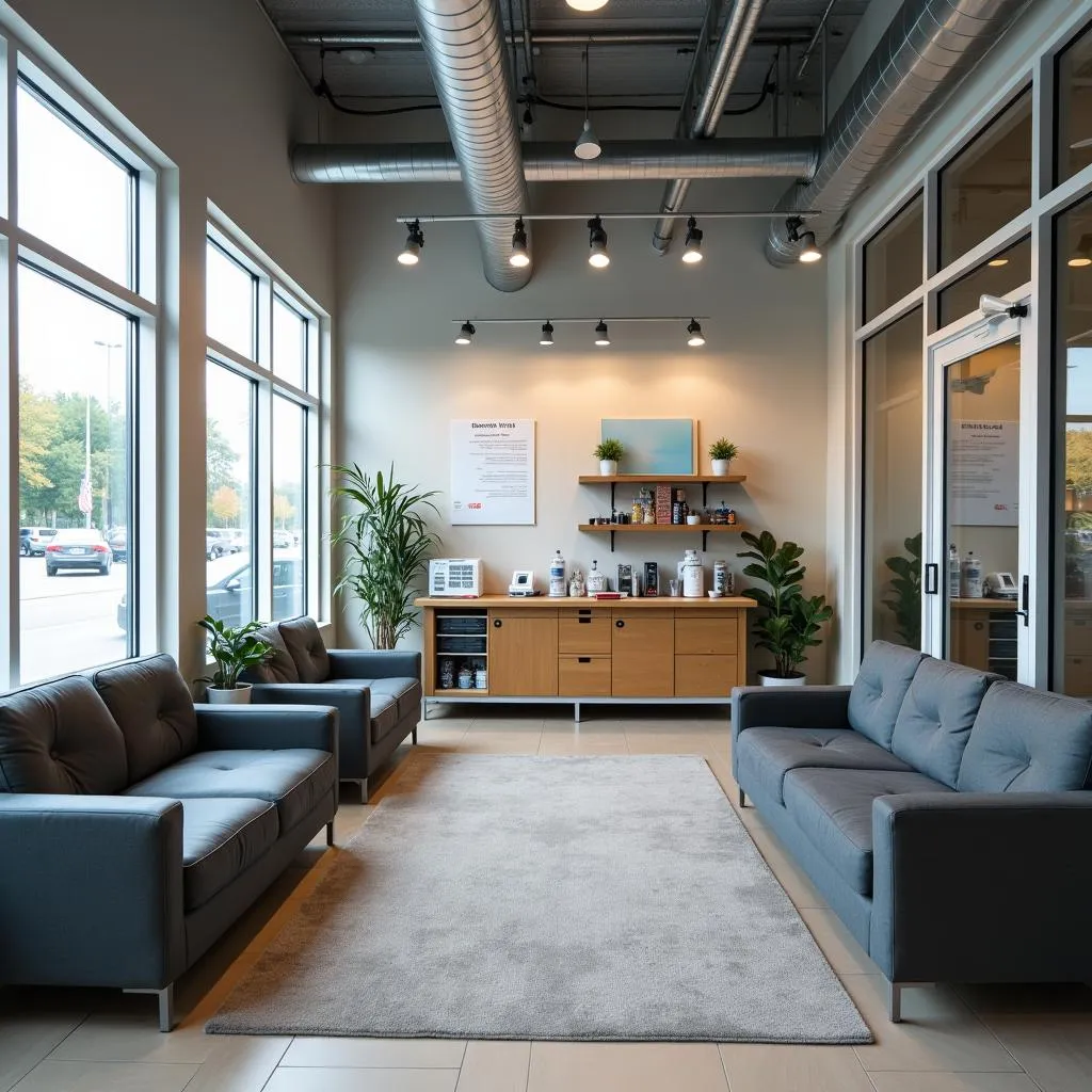 Customer waiting area in a modern car service center