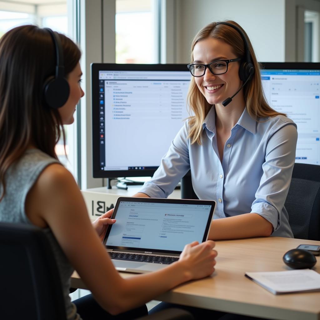 Customer service agent helping a customer schedule an appointment