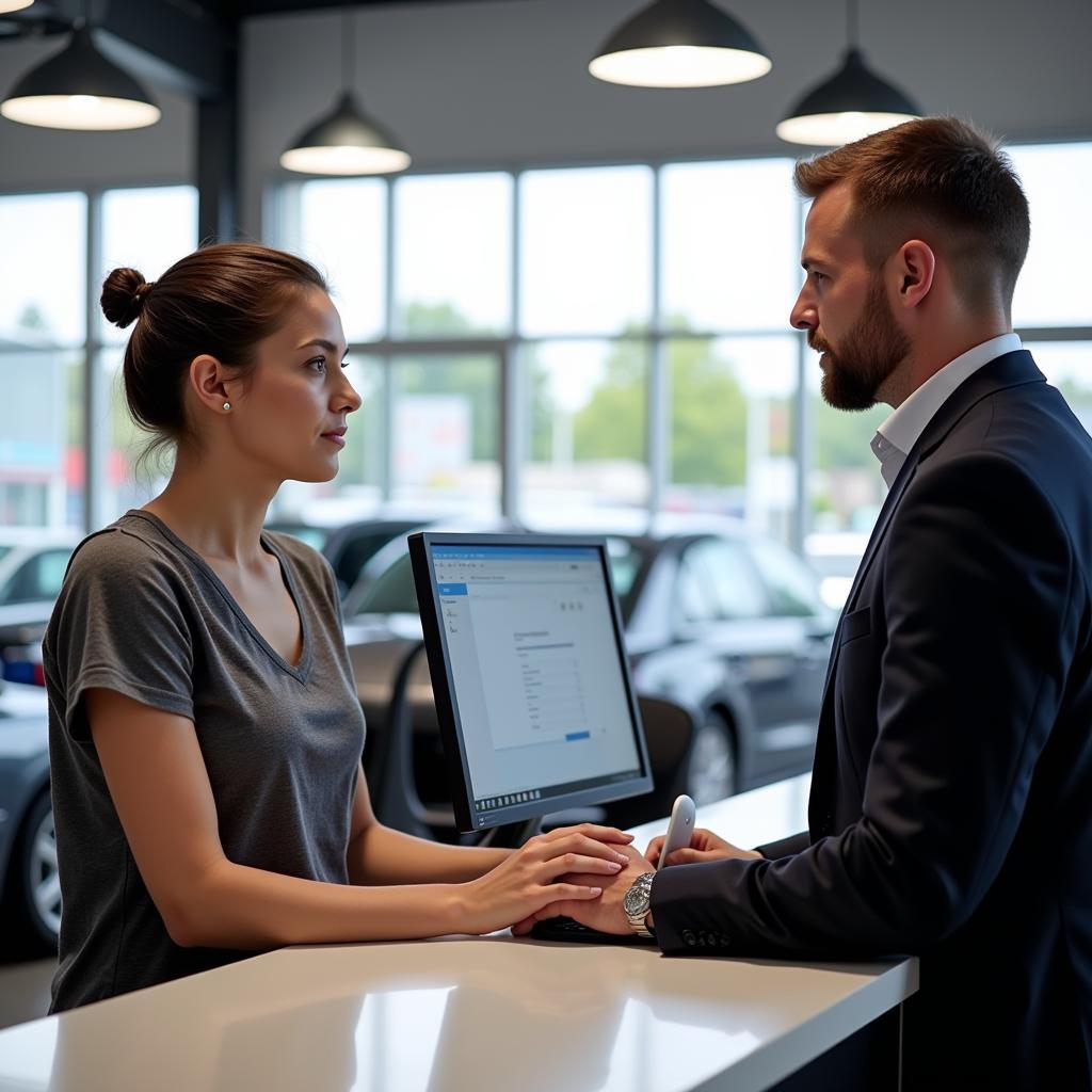 Customer talking to a service advisor