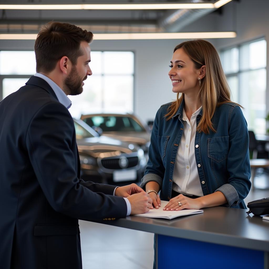 Customer Talking to Service Advisor