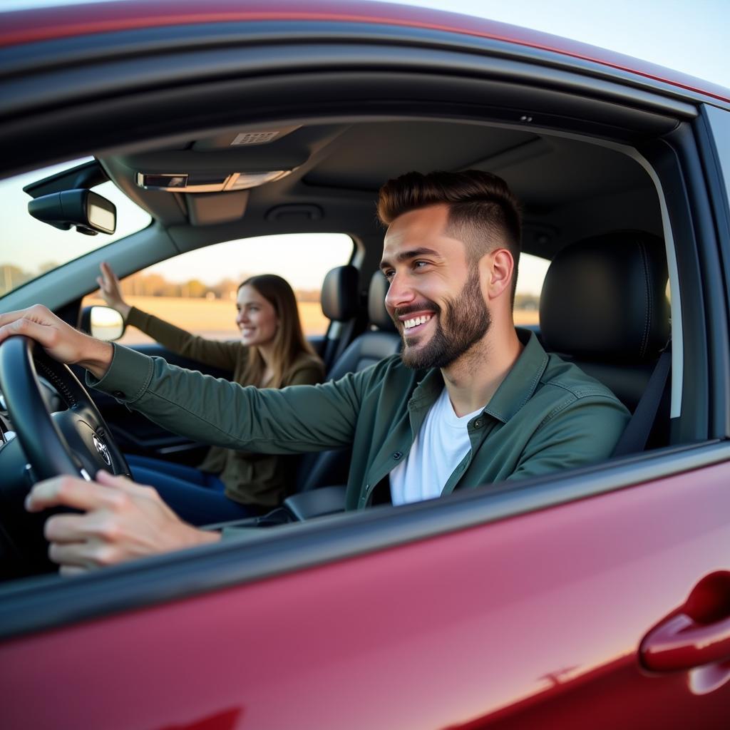 Customer Test Driving a New Car