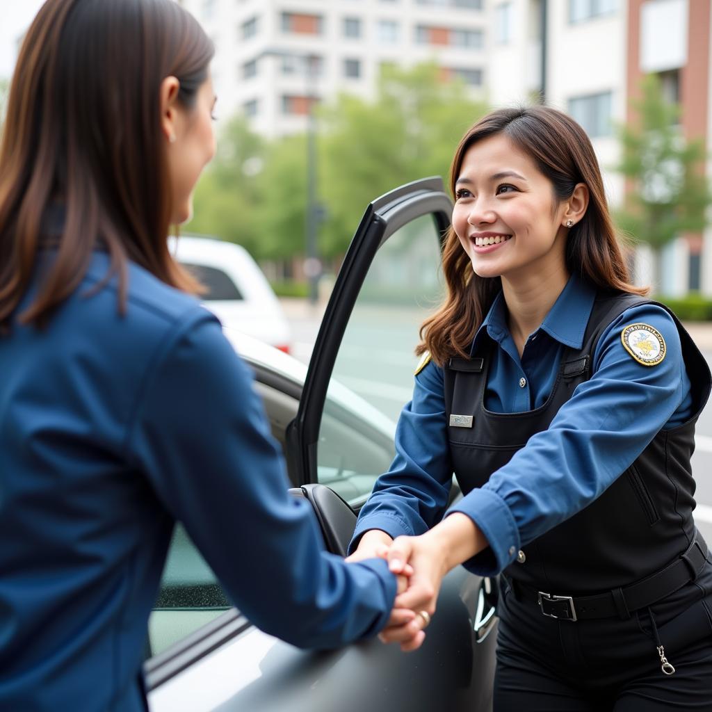 Customer Thanking Car Service Driver