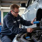 Darwin Mechanic Working on Car