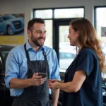 Dealership Service Advisor Talking to Customer