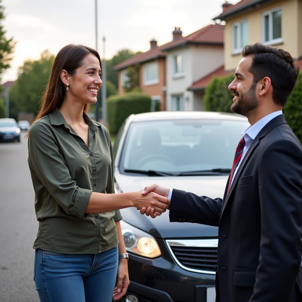 Happy Customer Receiving Car