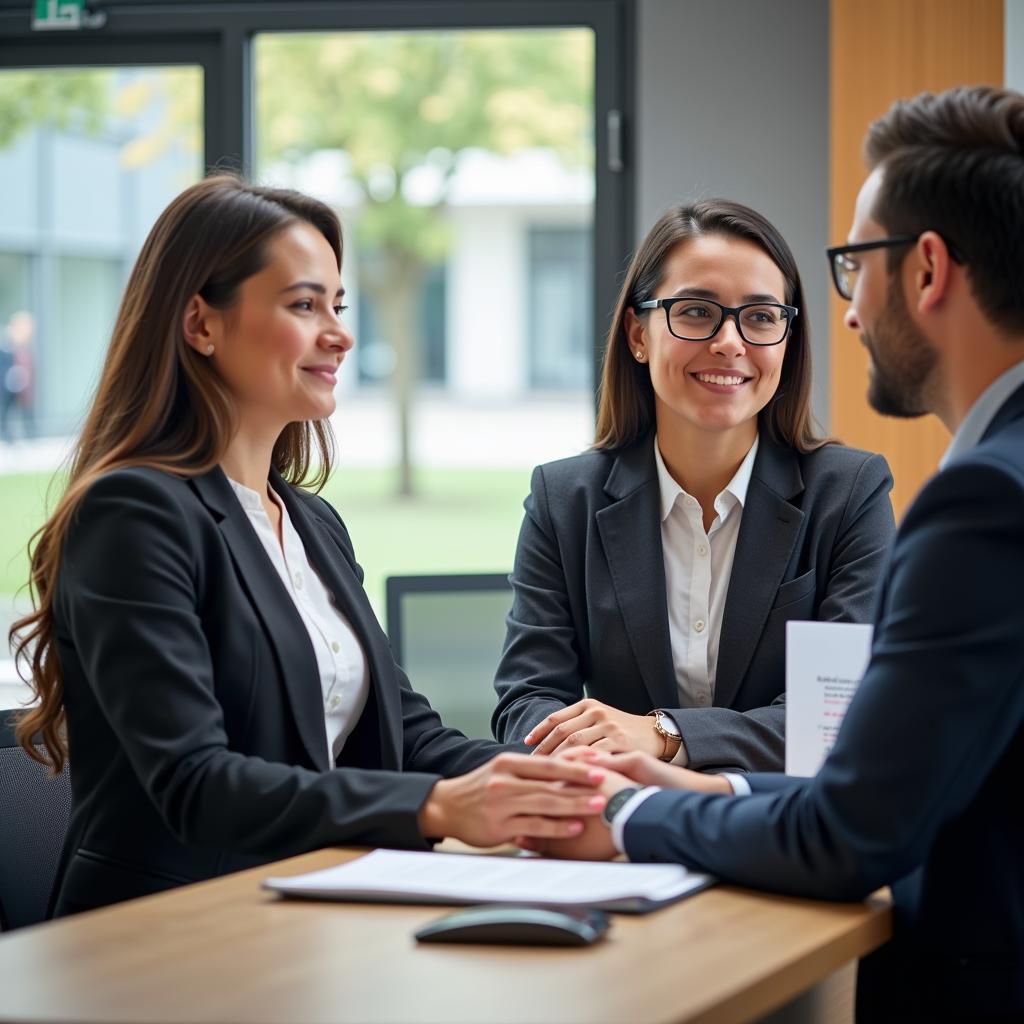 Customer service representative assisting a client