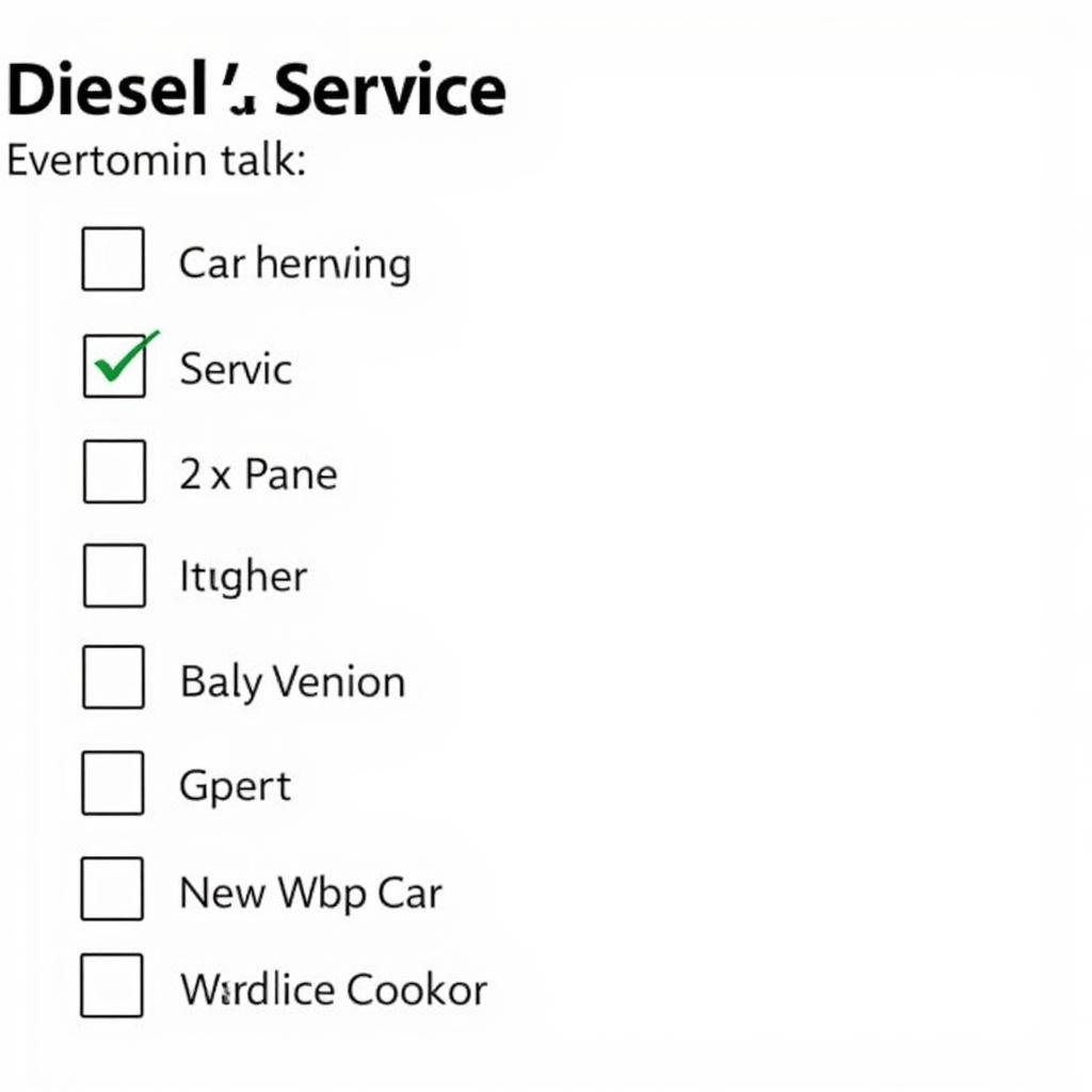 Diesel Car Service Checklist