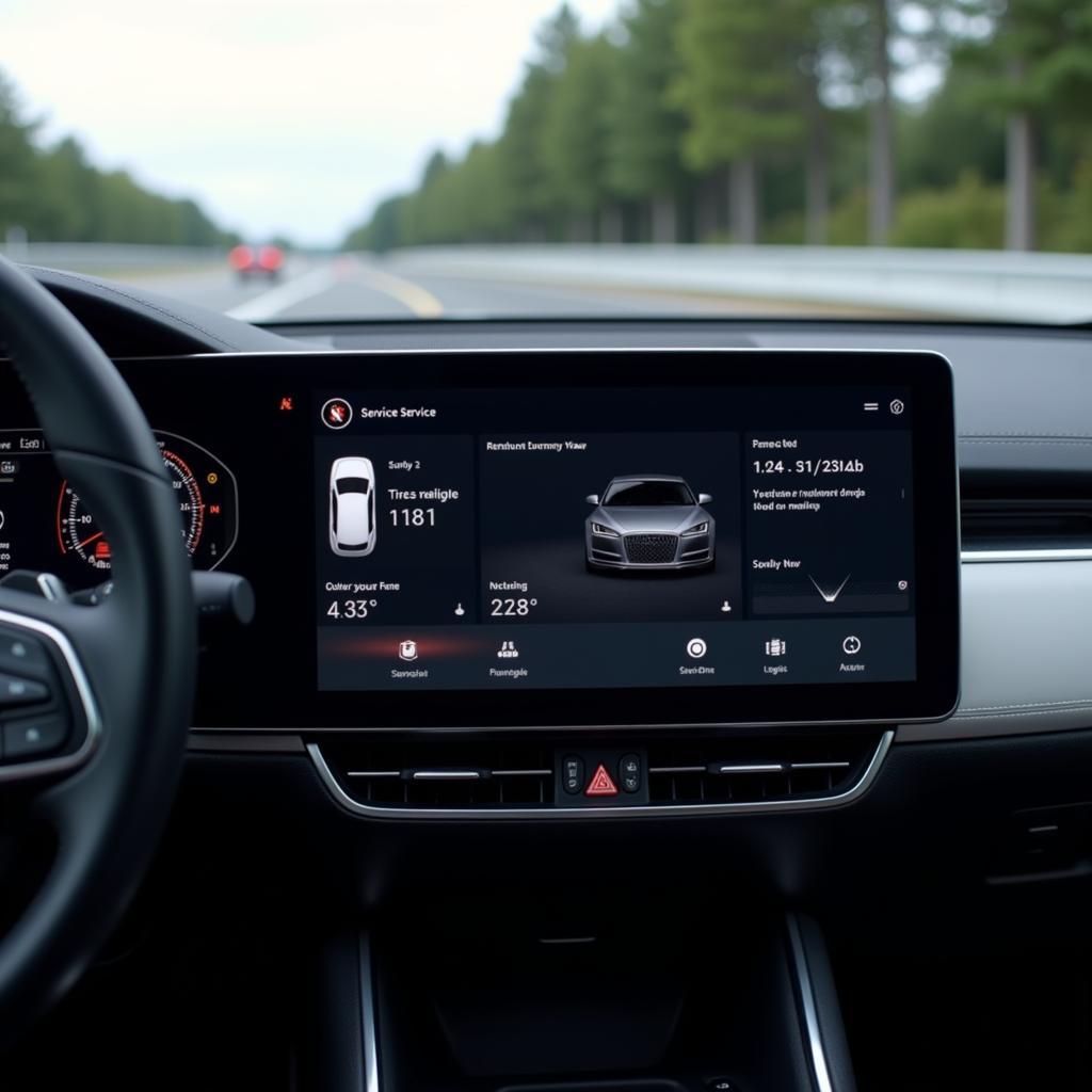 Digital Car Service Dashboard Displaying Maintenance Schedule and Vehicle Information