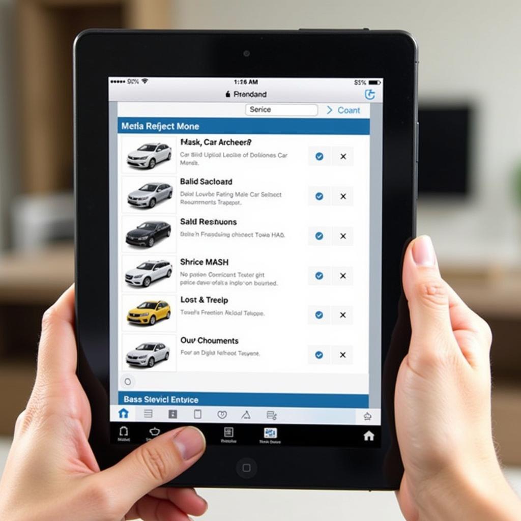 Digital Car Service Manual Displayed on a Tablet