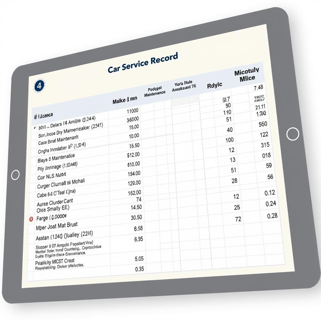 Digital Car Service Records on a Tablet