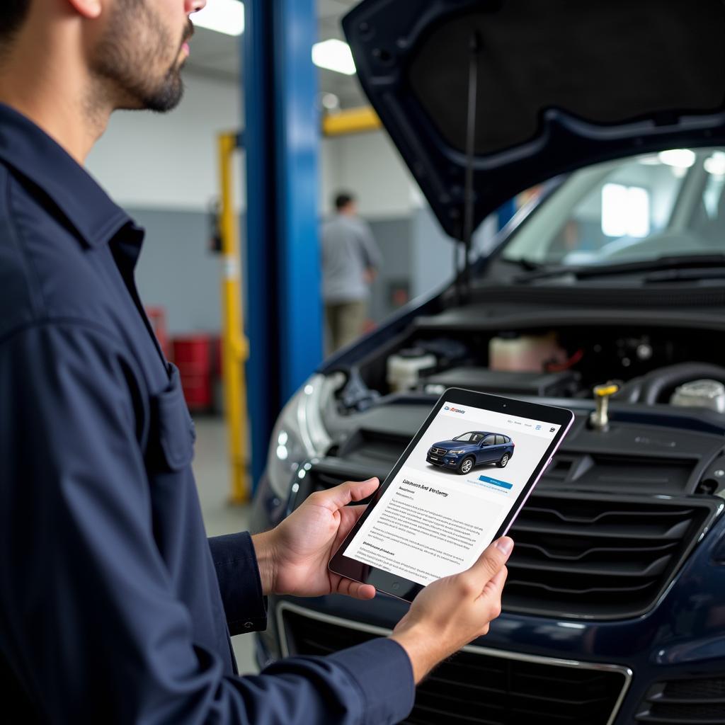 Digital Car Service Template on a Tablet