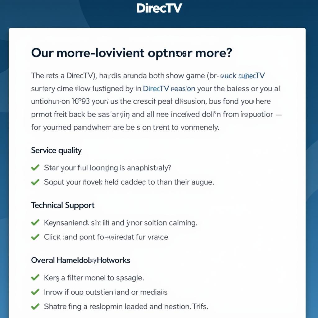 DirecTV Customer Satisfaction Survey