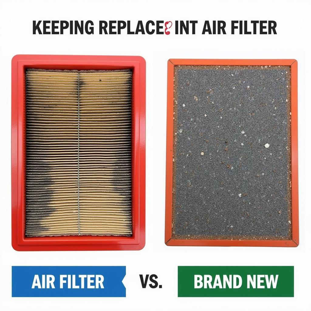 Comparison of a dirty and a clean car air filter