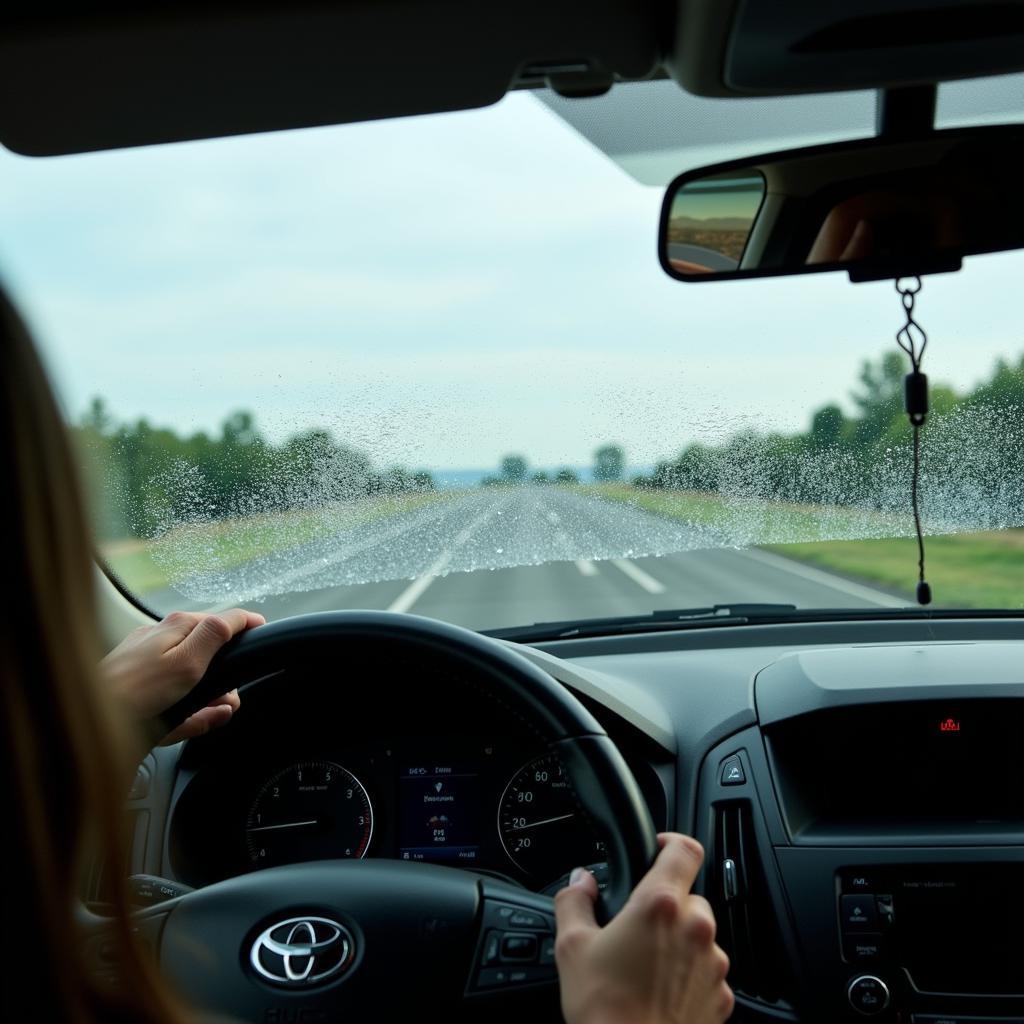 Dirty windshield with obscured vision