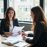 A financial advisor discussing various investment options with a client